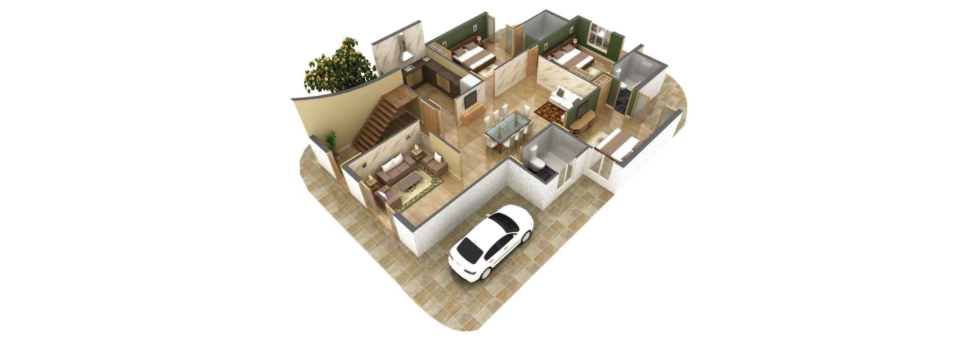 3D Space Visualization with Detailed Representation of Interiors