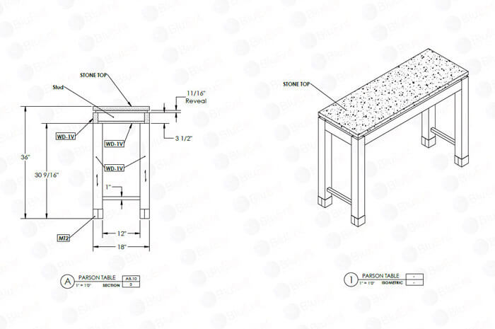 Solidworks 3D modeling of Parsons table by BluEntCAD